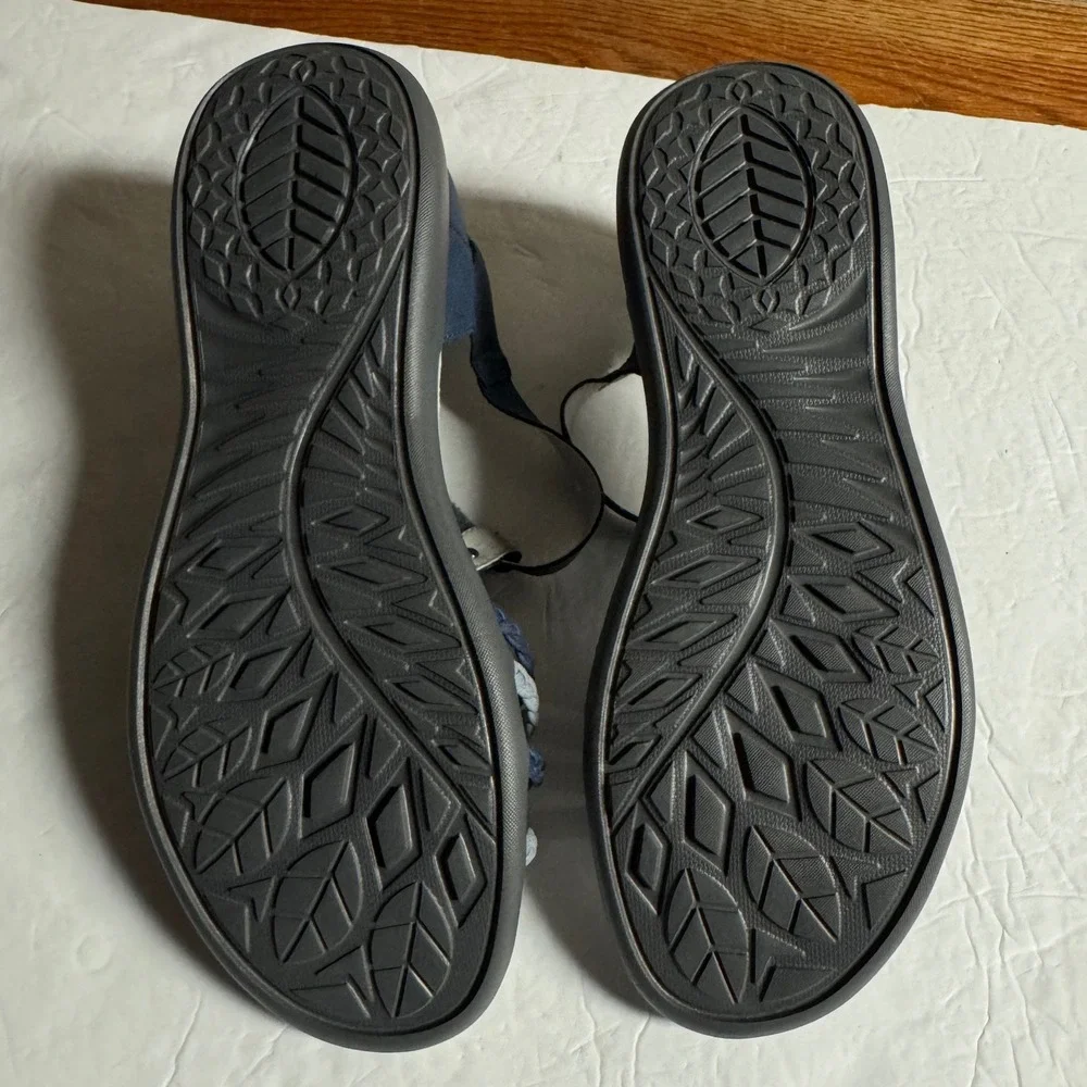 JBU by Jambu Pragije Navy Grey Braided T-Strap Memory Foam Sandals Womens 10M